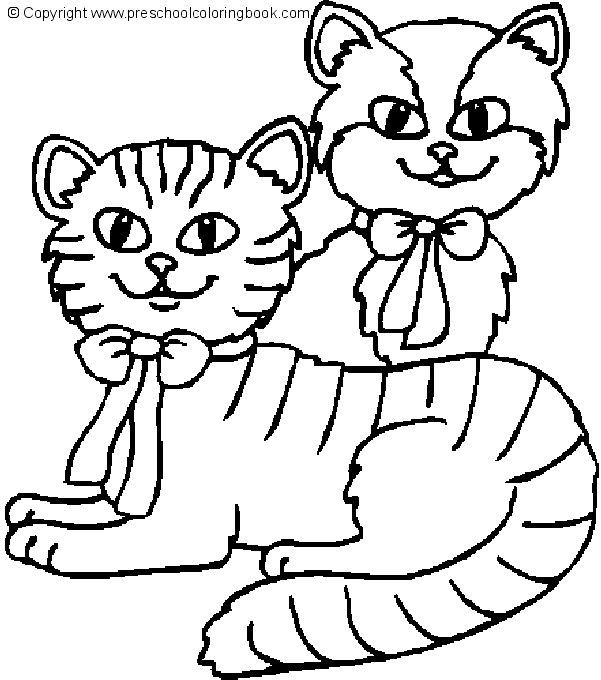 Kolorowanka Kotki w Różowych Kokardkach - Kreatywna Zabawa dla Dzieci kolorowanka do druku